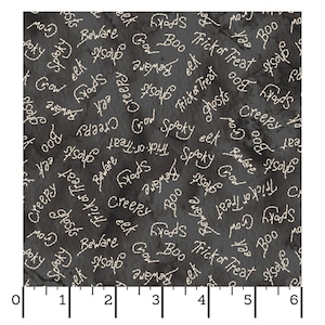 Spooky Stitches Halloween Quilt Fabric by Robin Kingsley - Black Spooky Words (10876M-J)