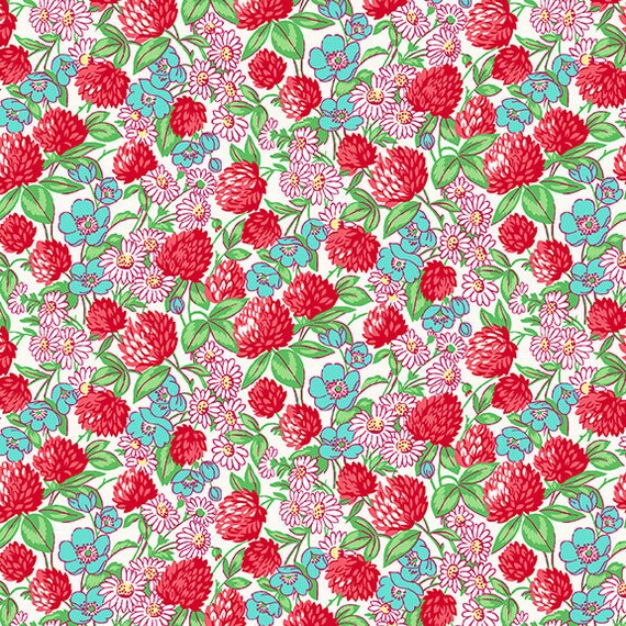 Nana Mae V 1930's Spaced Flowers in Aqua Nana Mae V 1930's Spaced Flowers in Aqua