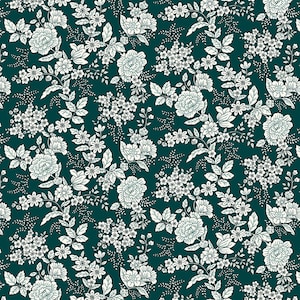 Tranquility van Kim Diehl - groenblauw bloemen (826-77)