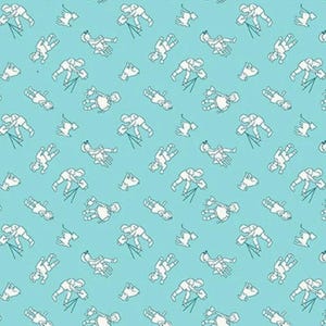 Nana Mae III Aqua Photographer Fabric by Henry Glass – 1930’s Reproduction Print (1672-60)