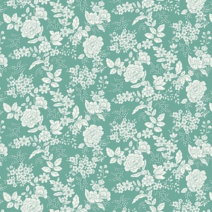 Tranquility van Kim Diehl: donker aqua bloemen (826-111)