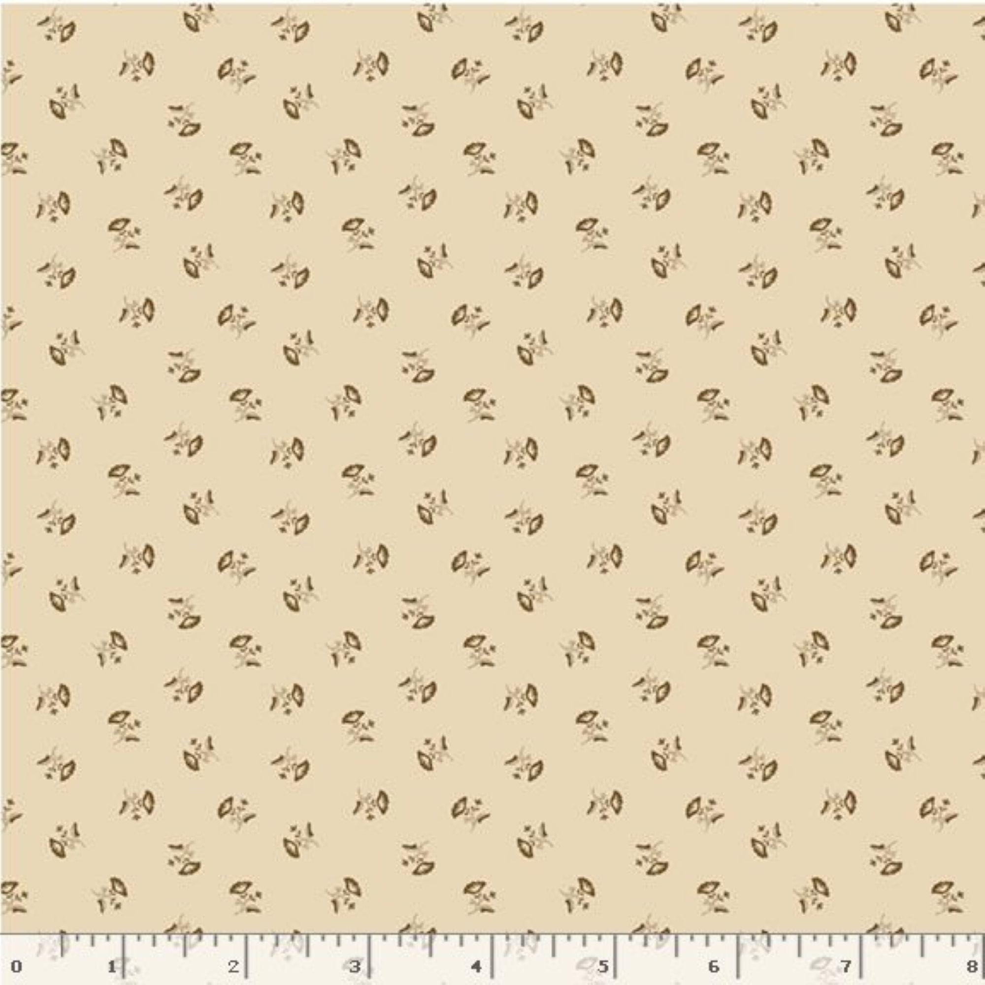 Sample Shirtings by Paula Barnes - Brown Flowers (0648  BROWN)