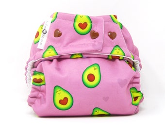 Avocado Heart Print Cloth Diaper – Reusable Eco-Friendly Baby Diaper (Pocket or Cover Style)