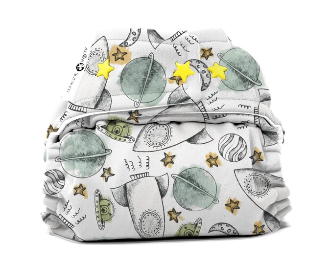 Space Aliens Diaper Cover or Pocket Diaper One Size Baby Shower Gift