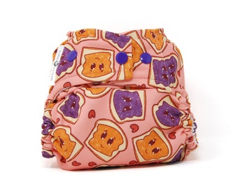 Cloth Diaper Peanut Butter & Jelly - Diaper Cover or Pocket Diaper (One Size) Baby Shower Gift