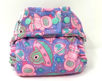 Space Aliens Diaper Cover or Pocket Diaper (One Size) Baby Shower Gift