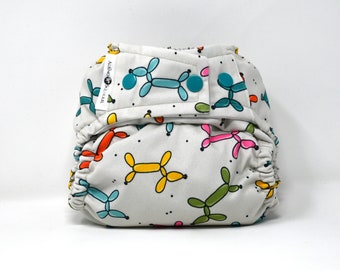 Cloth Diaper Balloon Animal Doggies - Diaper Cover or Pocket Diaper (One Size) Baby Shower Gift