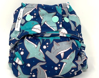 Hammerhead Shark Reusable Cloth Diaper - Ocean Theme Baby Gift