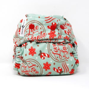 Cloth Diaper Christmas From Santa with Love Diaper Cover or Pocket Diaper (One Size)