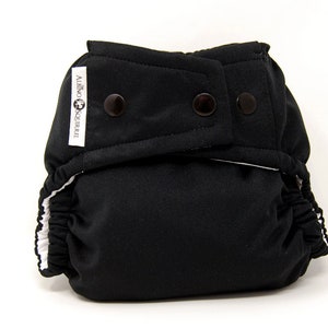 Solid Black Cloth Diaper, Pocket Diaper, Diaper Cover