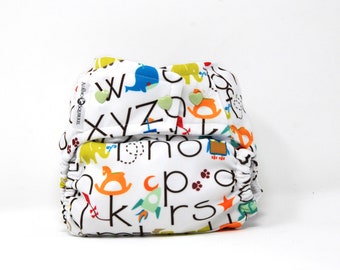 ABCs Alphabet Cloth Diaper Cover or Pocket Diaper (One Size)