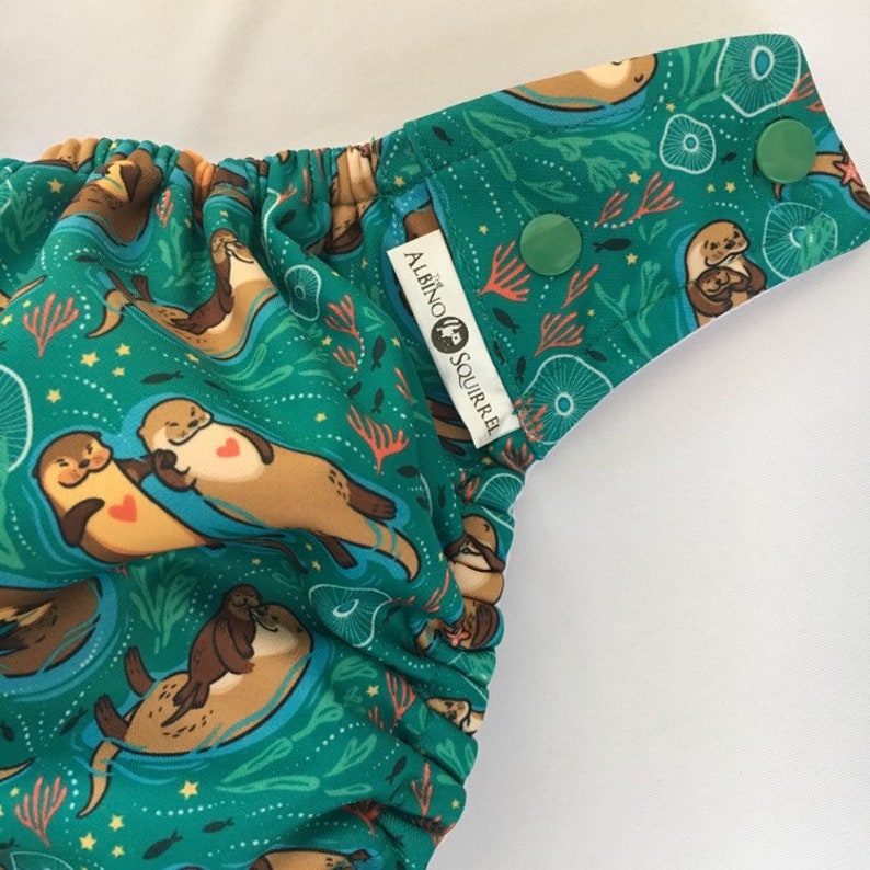 Baby Shower Gift Cloth Diaper : Sea Otters Print Cover or Pocket Diaper One Size Baby Nursery
