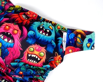 Monsters Cloth Diaper Cover or Pocket Diaper (One Size)