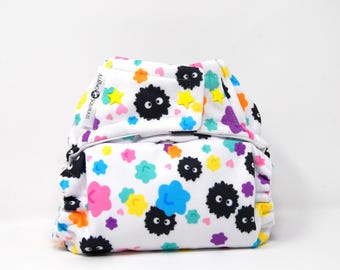 PRE-ORDER: Candy Stars Dust Bunnies Cloth Diaper Cover or Pocket Diaper (One Size)