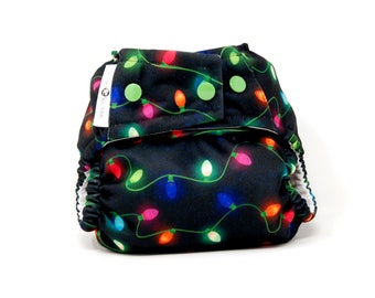 Christmas Lights Cloth Diaper Cover or Pocket Diaper (One Size)