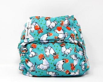 Cloth Diaper Cover or Pocket Diaper - Silly Chickens (One Size)