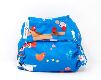 Barn Farm Animals Cloth Diaper Cover or Pocket Diaper (One Size) Baby Shower Gift, Baby Nursery