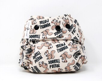 Squirrel Patrol Cloth Diaper Cover or Pocket Diaper (One Size) Baby Shower Gift, Baby Nursery