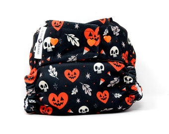 Pumpkins and Skulls Cloth Diaper Cover or Pocket Diaper (One Size)