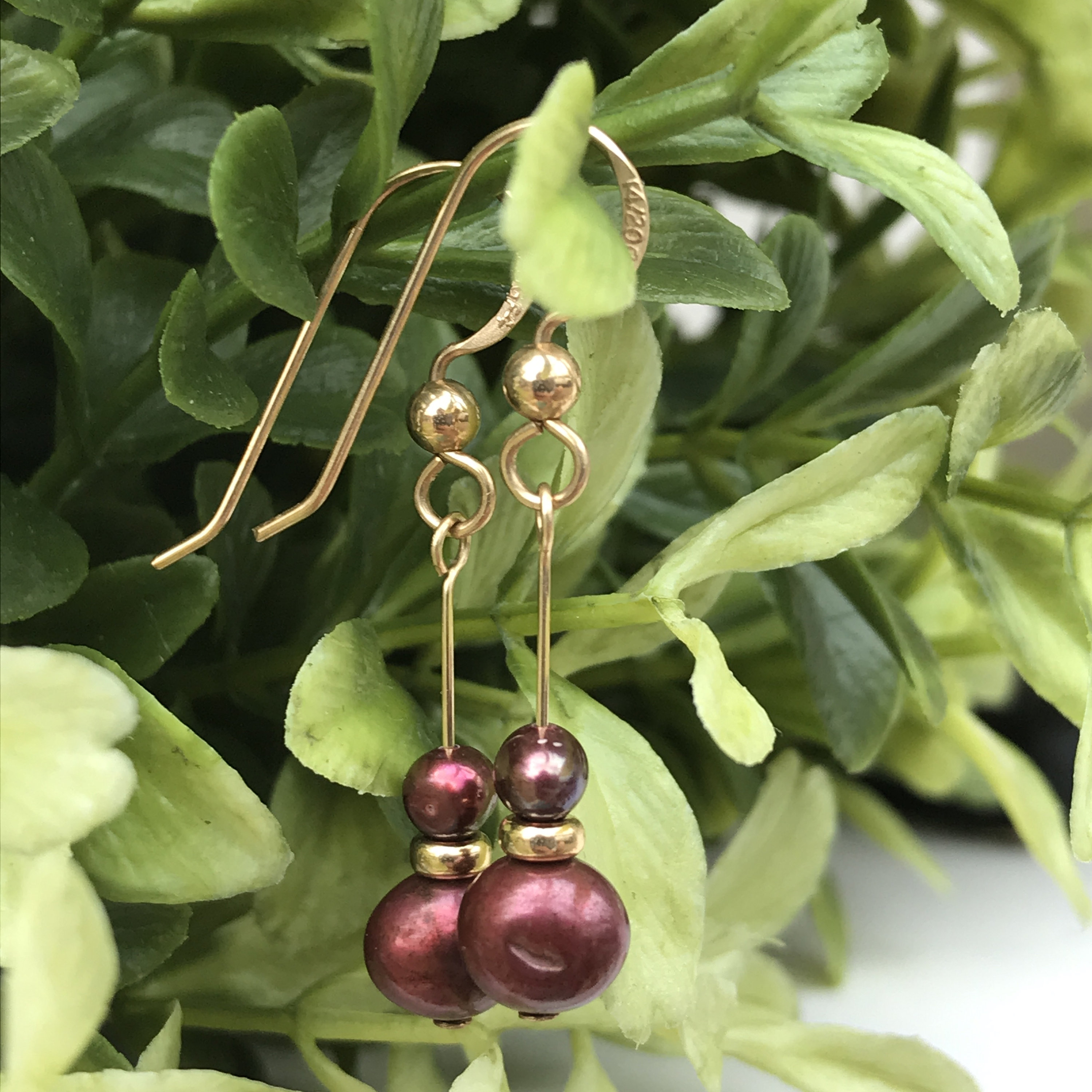 Cherry Pearl and Gold Filled Earrings