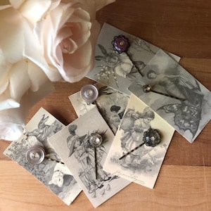 Vintage Button Hair Pins