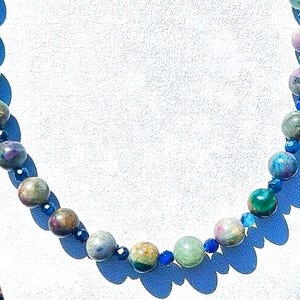 Raw Kyanite Ruby and Faceted Kyanite Necklace