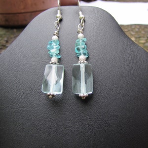 Faceted Aquamarine and Silver Earrings image 1