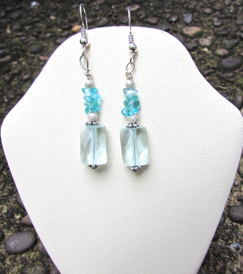 Faceted Aquamarine and Silver Earrings image 2