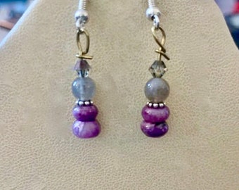 Purple Charoite and Labradorite Earrings