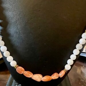 Genuine Sunstone and Moonstone Beaded Necklace