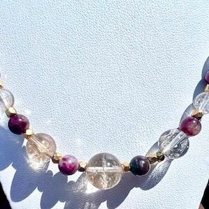 Ruby in Euradylite and Graduated Rutile/Phantom Quartz Necklace