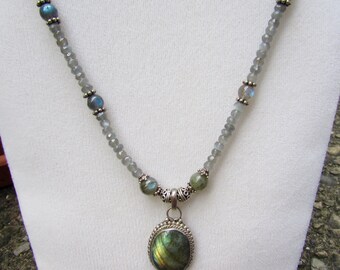 Genuine Labradorite and Sterling Silver Necklace