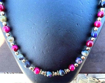 Bright Multi-Colored Tiger Eye Necklace/Choker