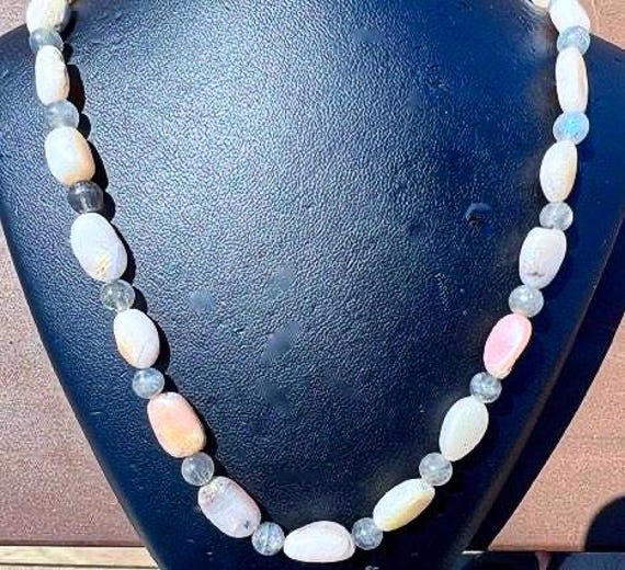 Shimmering Pearlized Peruvian Opal and Labradorite Necklace