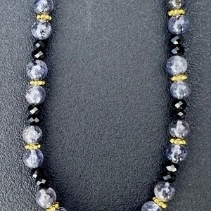 Iolite and Faceted Obsidian Necklace