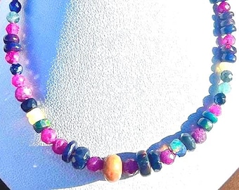 Colorful Mixed Opal & Tourmaline Bracelet