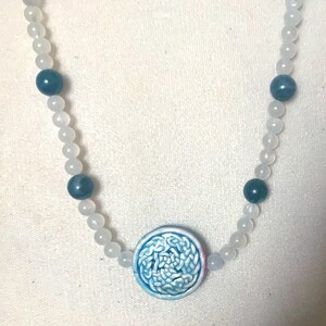 Celtic Knot Raku Pottery Moonstone Choker