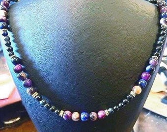Galaxy Tiger Eye and Rainbow Obsidian Choker