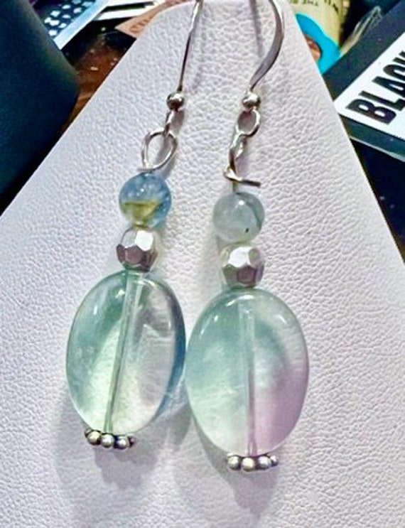 Rainbow fluorite earrings deals