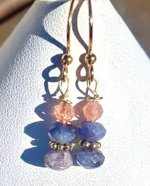 Faceted Iolite Sunstone Earrings