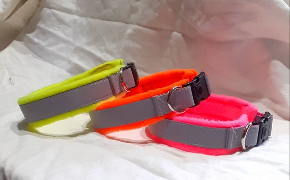 Verstellbares Hundehalsband, Fleece gefüttert, Hi Vis, reflektierend, neon,  fluoreszierend, gelb, orange, pink - Etsy.de