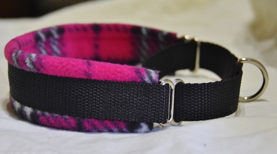 Fleece Lined Martingale Dog Collar Pink Tartan, Check, Plaid