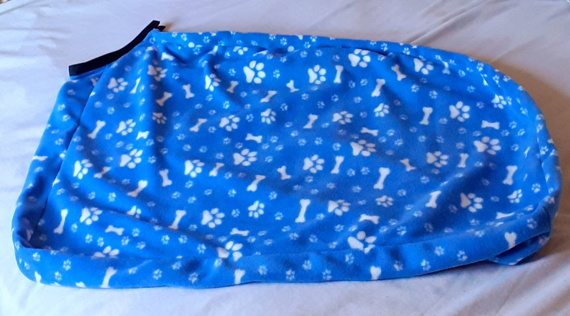 Fleece Dog Dry Bag Paw Prints and Bones Blue Etsy UK
