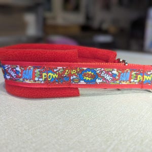 Limited slip dog collar, Fleece lined, Superheroes, Red, fleece, 50mm width
