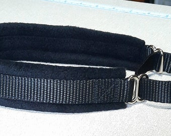 Fleece gefüttertes Martingale Hundehalsband - Schwarz - 50mm Breite