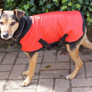 Lightweight waterproof dog coat, fleece or cotton lined. - Red - Made To Measure