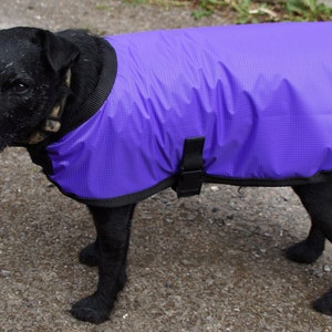 Lightweight waterproof dog coat, fleece or cotton lined. - Purple - Made To Measure