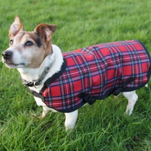 Waterproof dog coat, fleece lined Royal Stewart Tartan all sizes available Made to Measure image 2