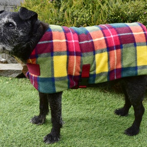 Fleece dog coat, drying coat, Buchanan tartan, Christmas  - Made To Measure