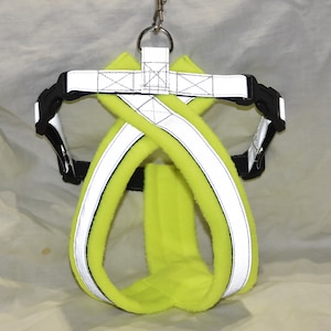 Reflective Dog Harness - Hi Visibility Fleece Lined  -  fluorescent yellow